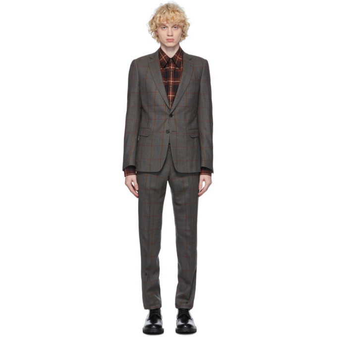 Photo: Dries Van Noten Grey Checked Straight Suit