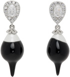 Ottolinger SSENSE Exclusive Silver & Black Pearl Drop Earrings