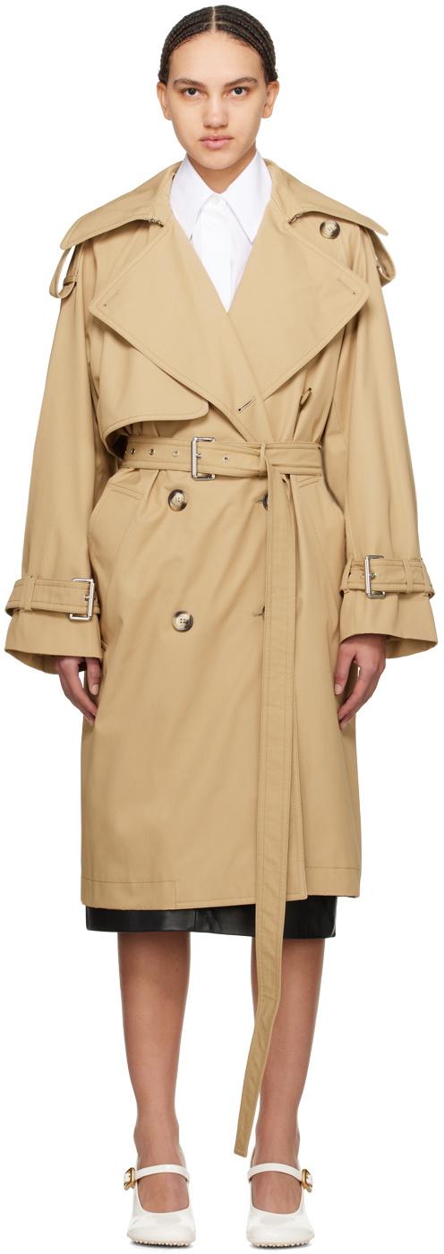 Sportmax Beige Ricamo Trench Coat