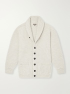 N.PEAL - Kensington Shawl-Collar Ribbed Cashmere Cardigan - Gray