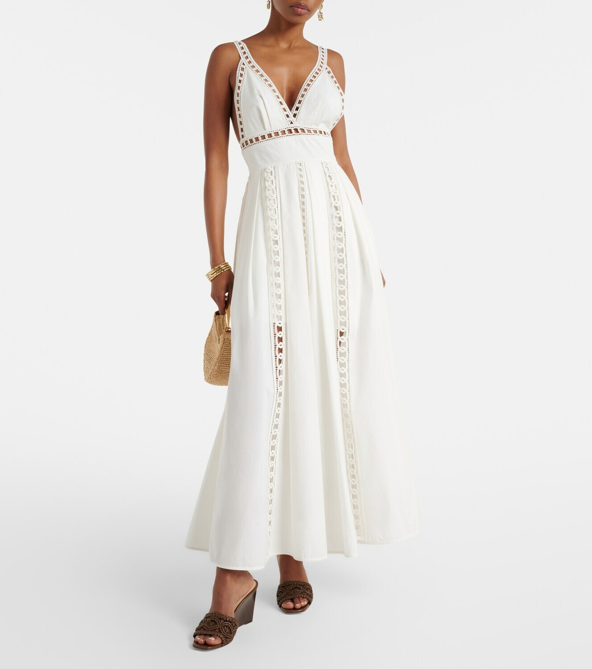 Veronica Beard Ellen macramé leather wedge mules