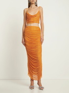 SELF-PORTRAIT - Orange Hotfix Mesh Midi Skirt