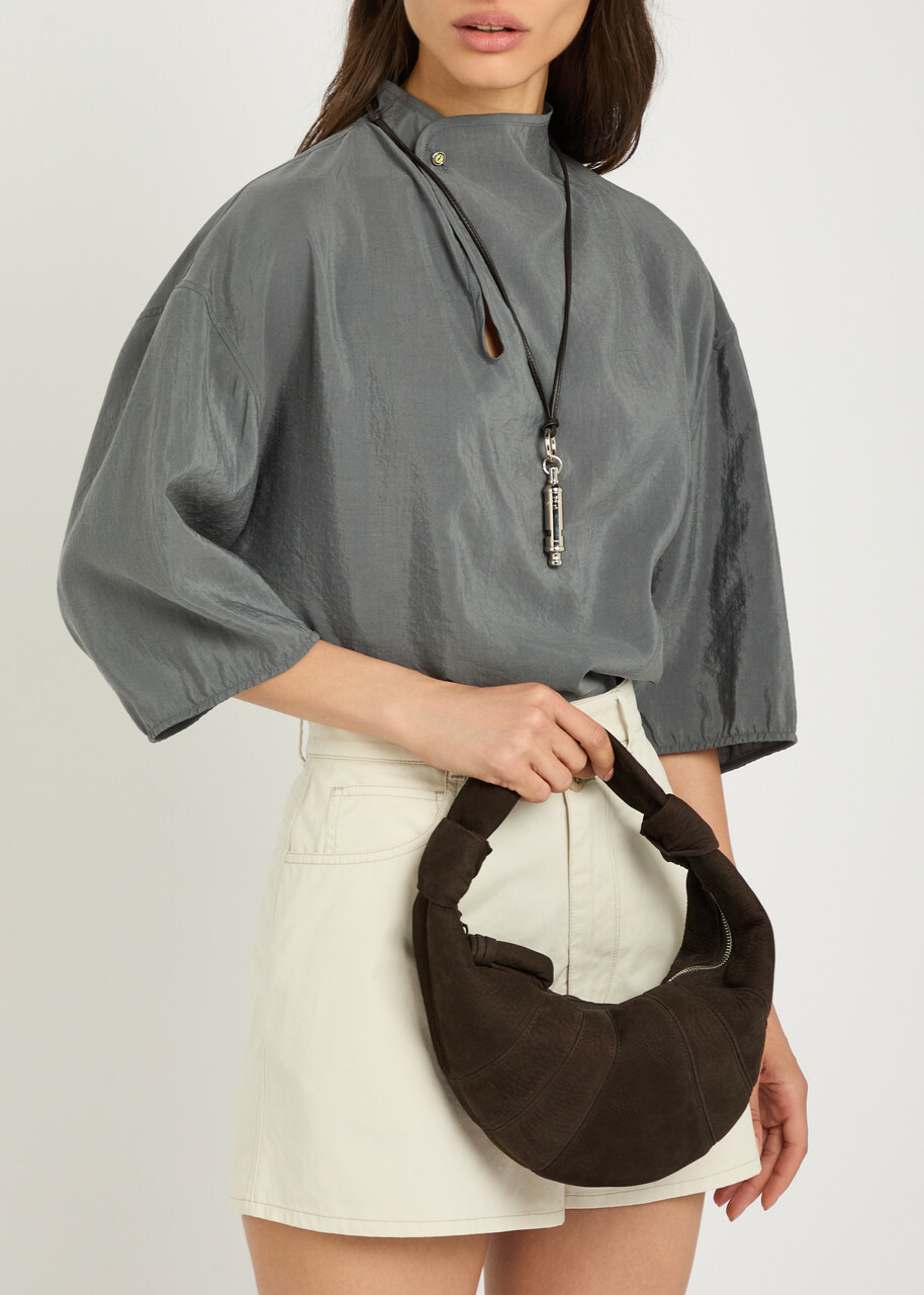 Lemaire Fortune Croissant Mini Nubuck Leather Shoulder bag - Dark Brown - One Size
