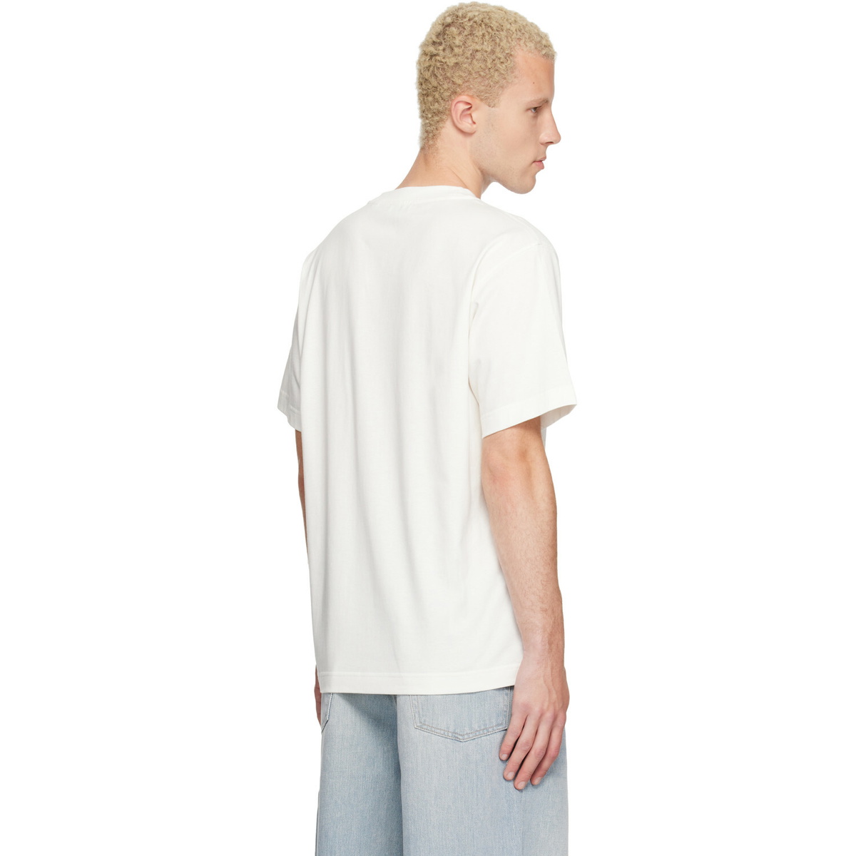 Burberry White Check Knight Stamp Cotton T-shirt