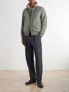 Canali - Padded Shearling-Trimmed Suede Bomber Jacket - Green
