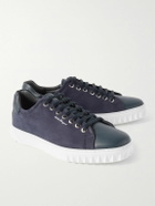 Salvatore Ferragamo - Cube Leather and Suede Sneakers - Blue