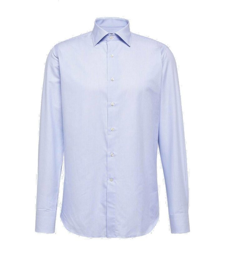 Photo: Canali Striped cotton poplin shirt