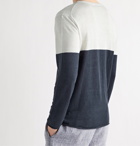 Onia - Kevin Colour-Block Linen and TENCEL-Blend Sweater - Blue