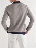 Mr P. - Slim-Fit Honeycomb-Knit Cotton Polo Shirt - Blue