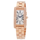 Cartier Tank Americaine Diamond Silver Dial Ladies Watch WJTA0056