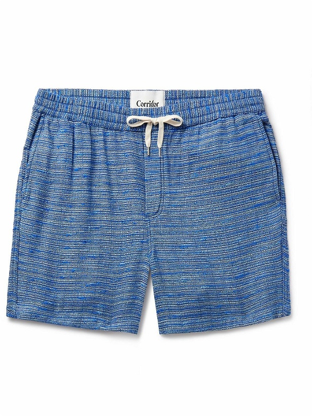 Photo: Corridor - Surf Straight-Leg Striped Cotton-Blend Jacquard Drawstring Shorts - Blue