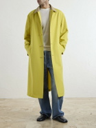 Auralee - Belted Leather-Trimmed Wool-Canvas Trench Coat - Yellow