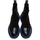 Alexander McQueen SSENSE Exclusive Black and Blue Suede Chelsea Boots
