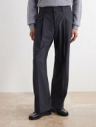 NN07 - Kay 10037 Straight-Leg Pleated Pinstriped Woven Trousers - Gray