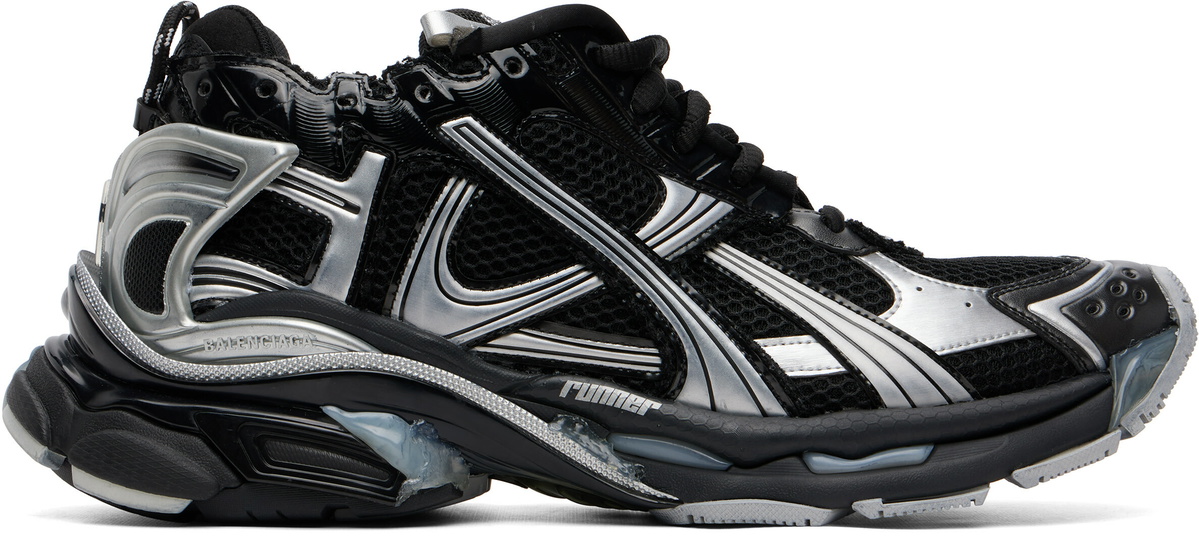 Balenciaga Black & Silver Runner Sneakers