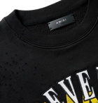 AMIRI - Embroidered Distressed Loopback Cotton-Jersey Sweatshirt - Men - Black