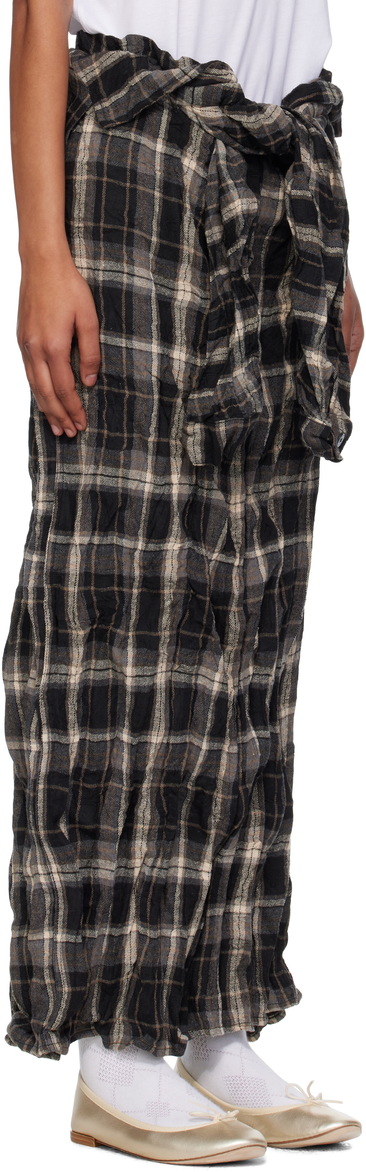 OPEN YY Black & Gray Crinkled Shirt Maxi Skirt