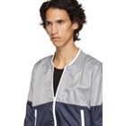 Thom Browne Grey and Navy Ripstop Bomber Jacket