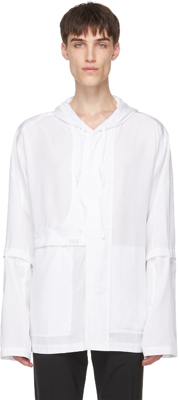 Photo: HELIOT EMIL White Tencel Shirt Jacket