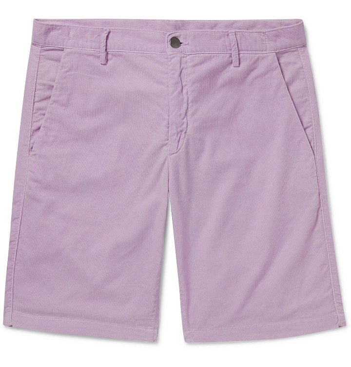 Photo: Massimo Alba - Slim-Fit Watercolour-Dyed Cotton-Corduroy Shorts - Purple