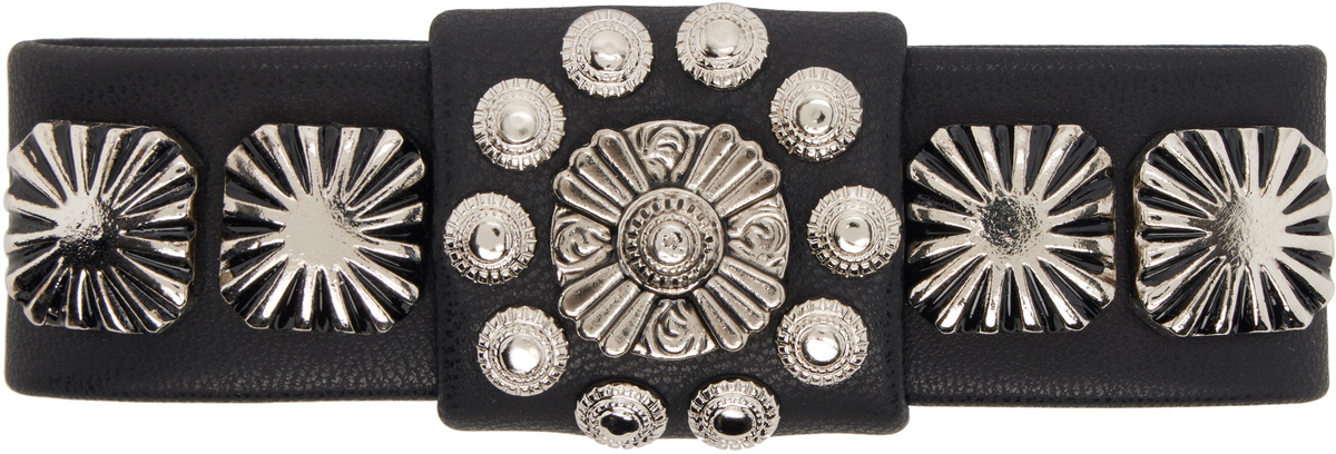 Toga Pulla Black Faux-Leather Headband Toga Pulla