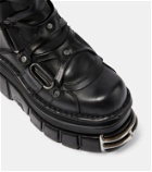 Vetements Tower leather platform ankle boots
