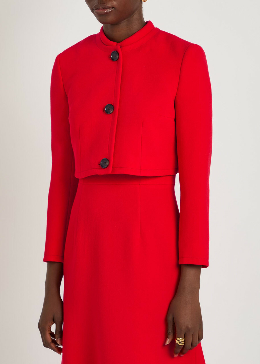 Emilia Wickstead Lizette Wool-crepe Cropped Jacket Red