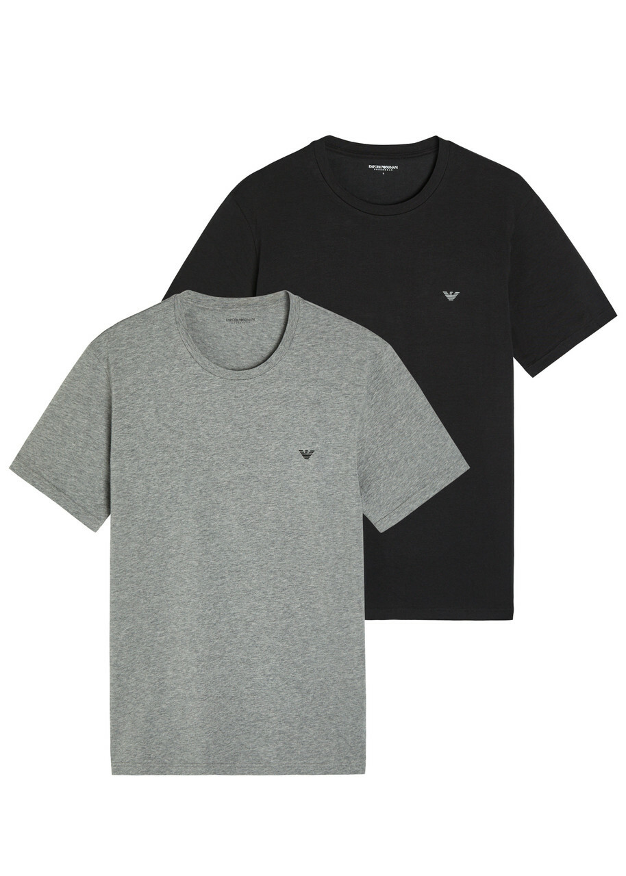 Emporio Armani Logo Crew-neck Stretch-cotton T-shirt set of two Multicoloured