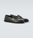 Giorgio Armani Embroidered logo leather loafers