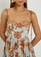 Zimmermann Aster Corset Cotton Midi Dress Blue