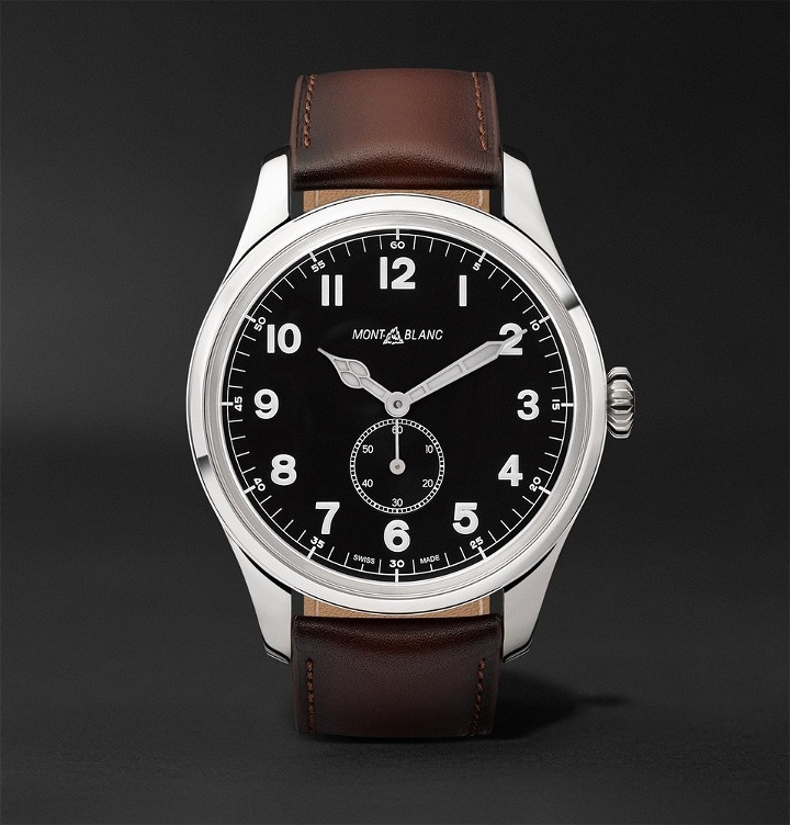 Photo: Montblanc - 1858 Automatic 44mm Stainless Steel and Leather Watch - Unknown
