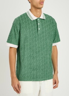DRÔLE DE Monsieur Mono Jacquard Towelling Cotton Polo Shirt Green