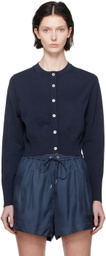 Silk Laundry Navy Cropped Cardigan