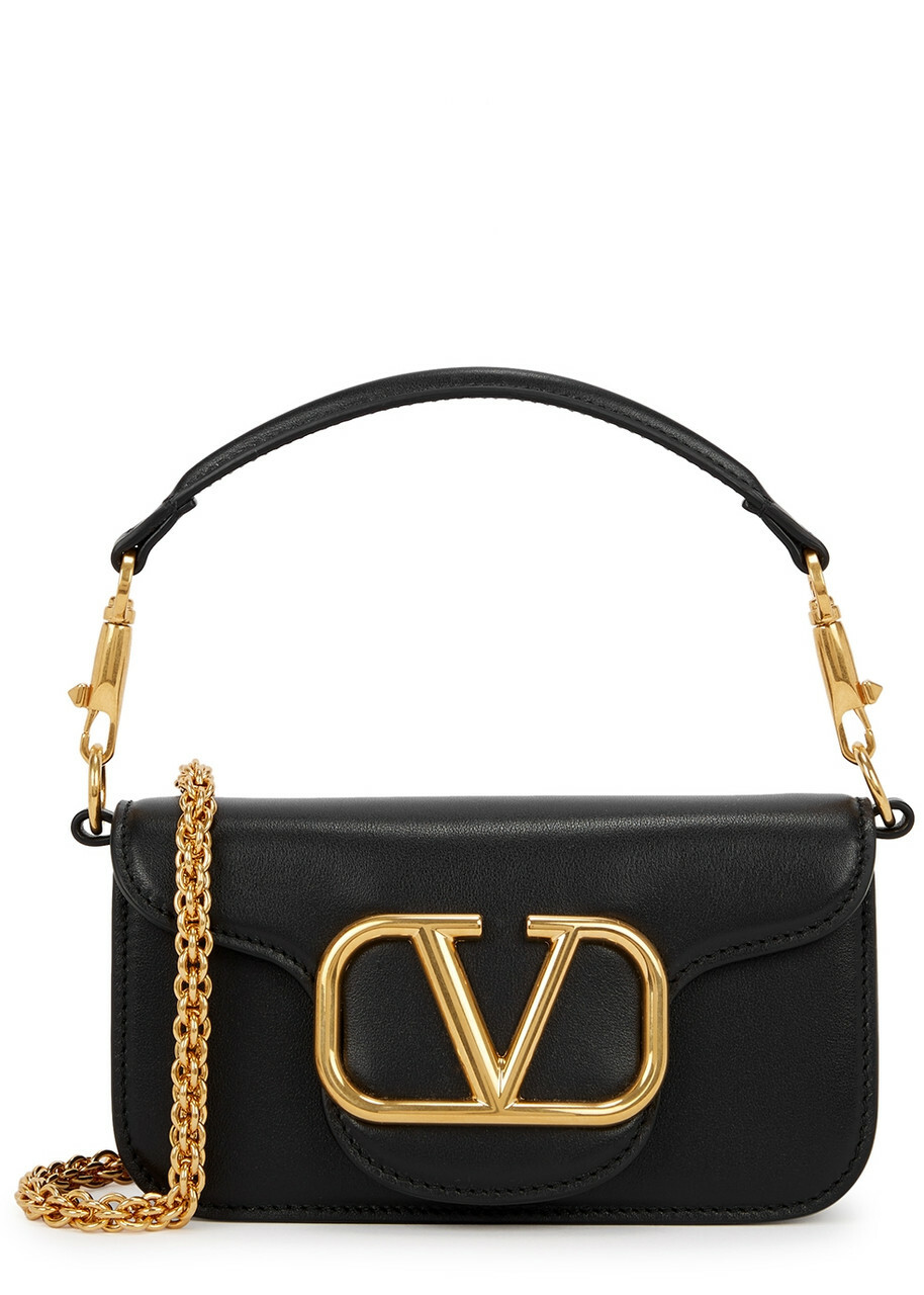 【関税＆送料込み】Valentino Garavani Shoulder Bags Valentino Garavani - VLogo Black Leather Chain Shoulder Bag