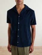 Altea - Harvey Camp-Collar Cotton-Terry Shirt - Blue