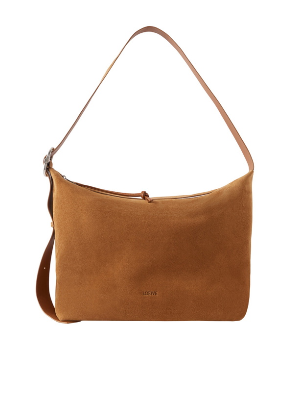 Photo: LOEWE - Loop Logo-Debossed Suede Messenger Bag