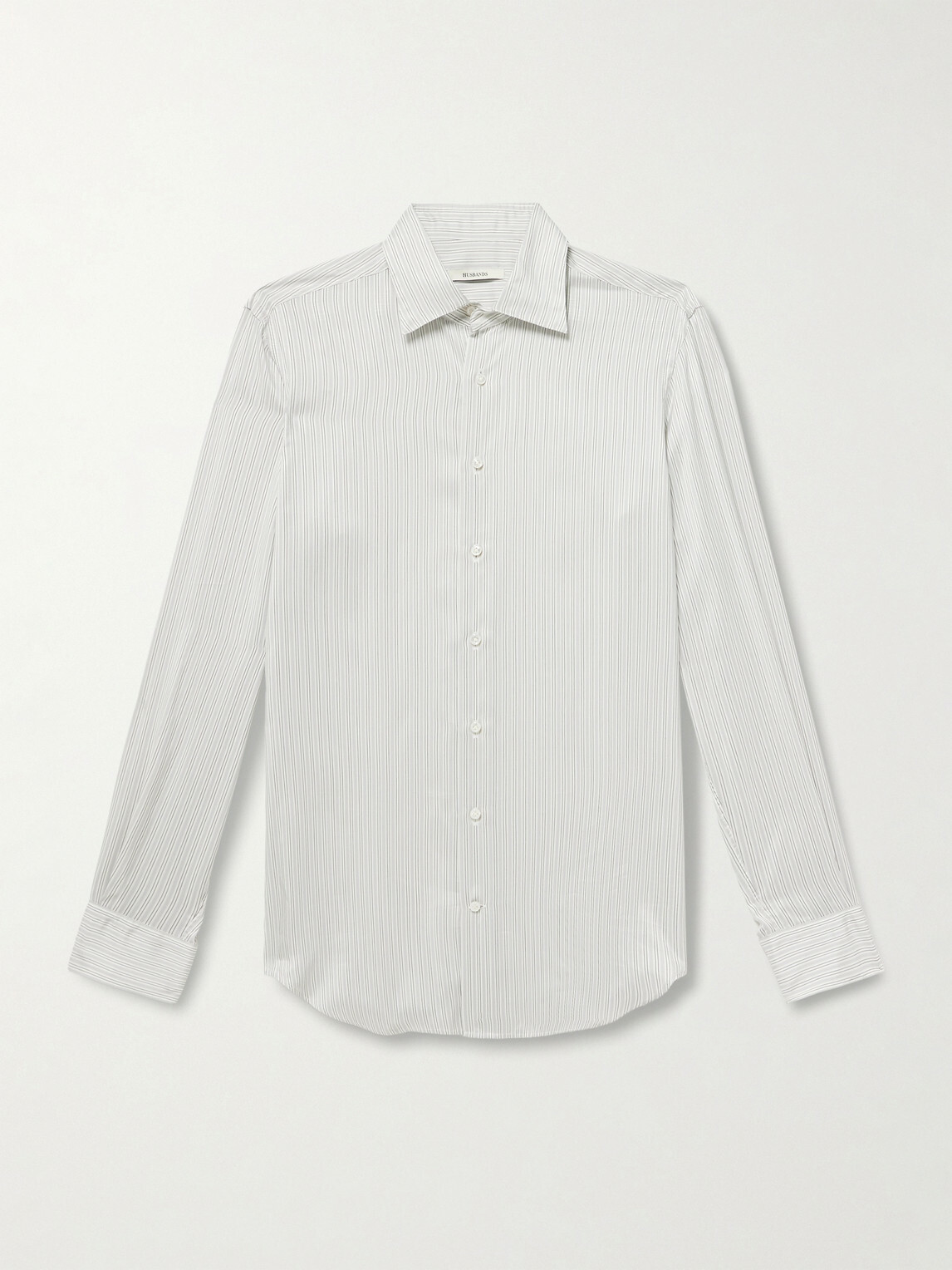 Husbands - Slim-Fit Striped Silk-Poplin Shirt - White