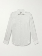 Husbands - Slim-Fit Striped Silk-Poplin Shirt - White