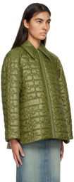 GANNI Khaki Shiny Quilt Jacket
