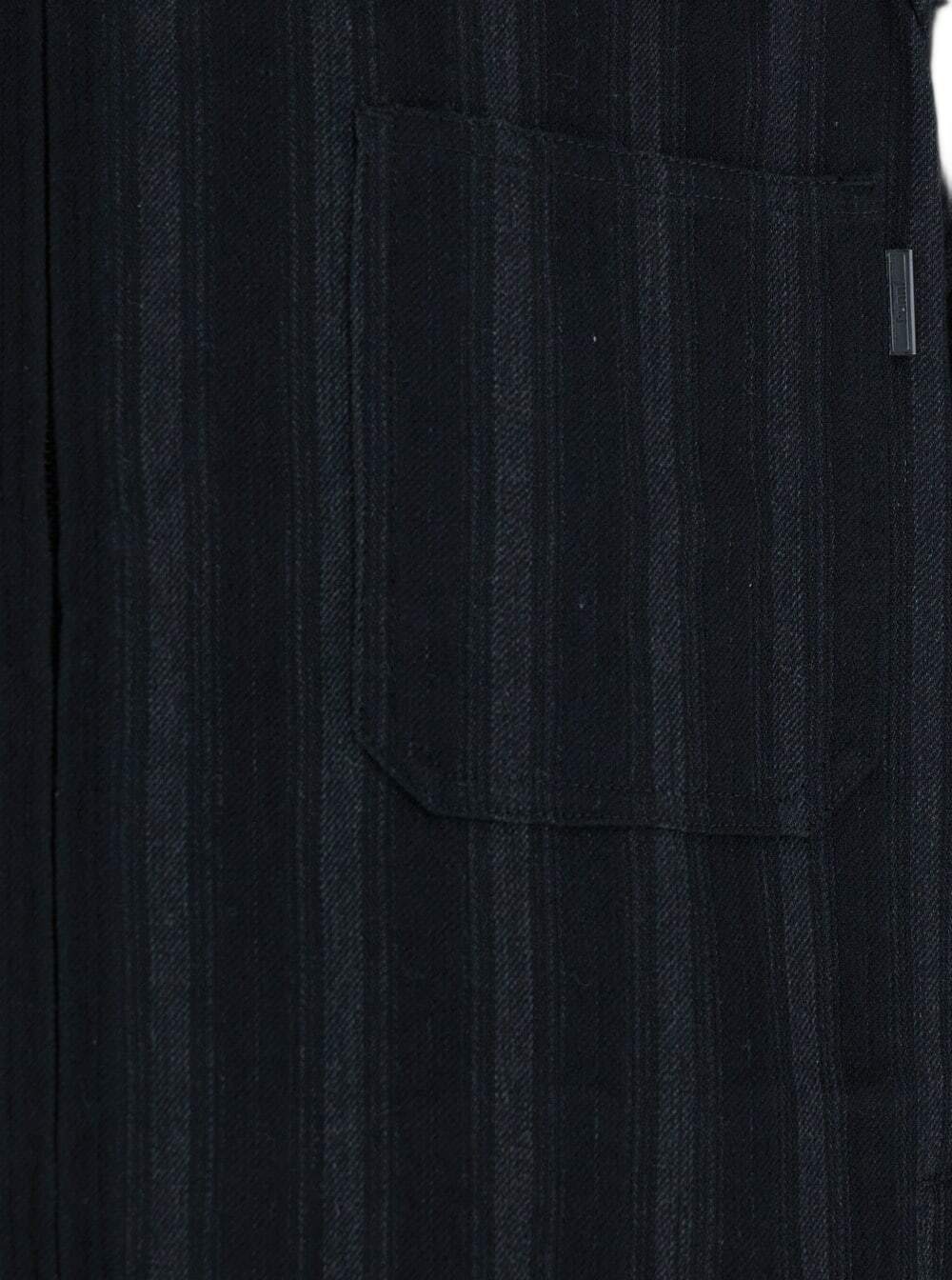 Juun.J Black Jacket With Classic Collar And All-over Stirped Motif In Wool And Cotton Blend Man