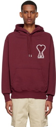 AMI Alexandre Mattiussi SSENSE Exclusive Burgundy Ami De Cœur Hoodie