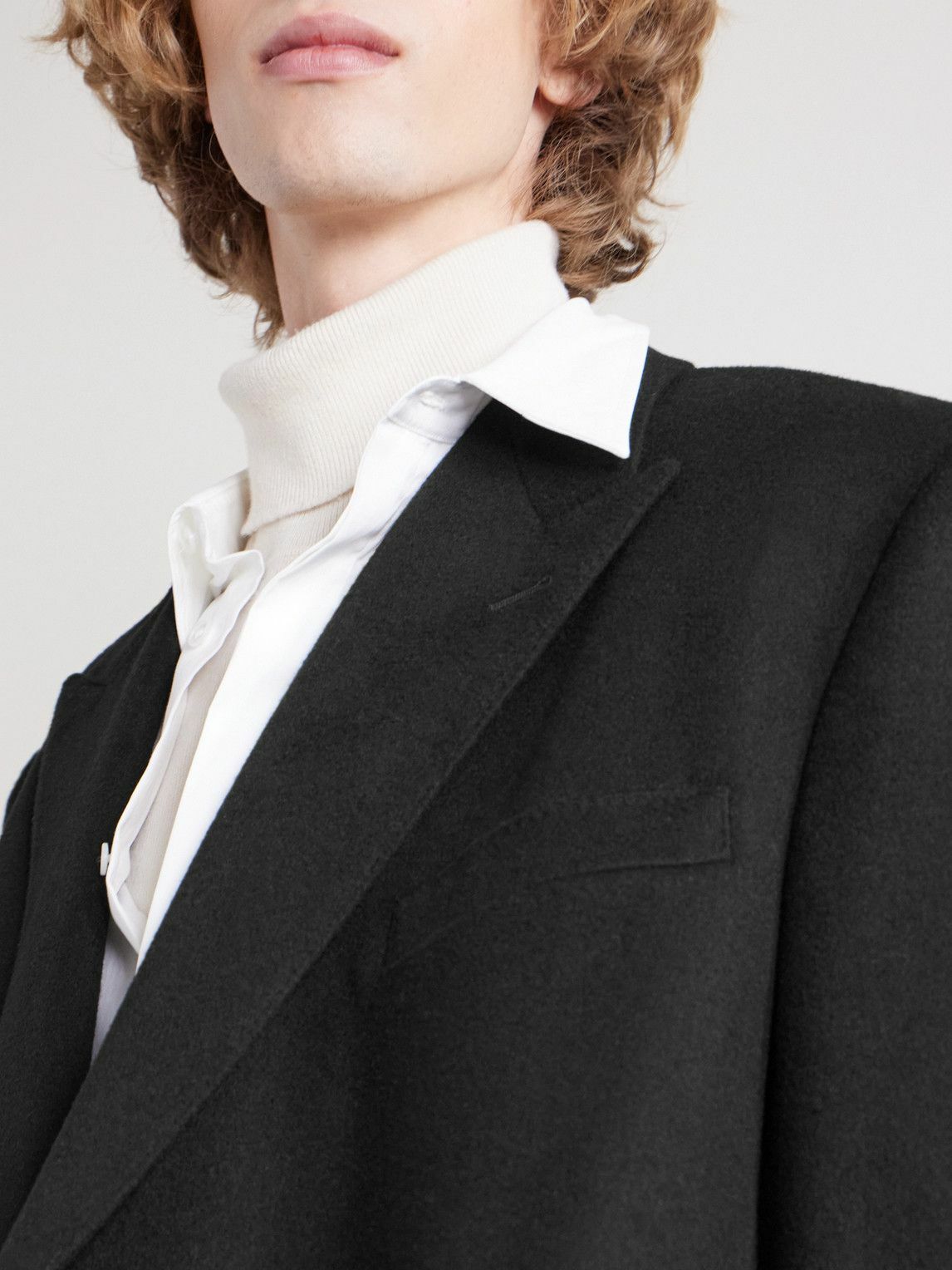 CELINE - Double-Breasted Wool Coat - Black