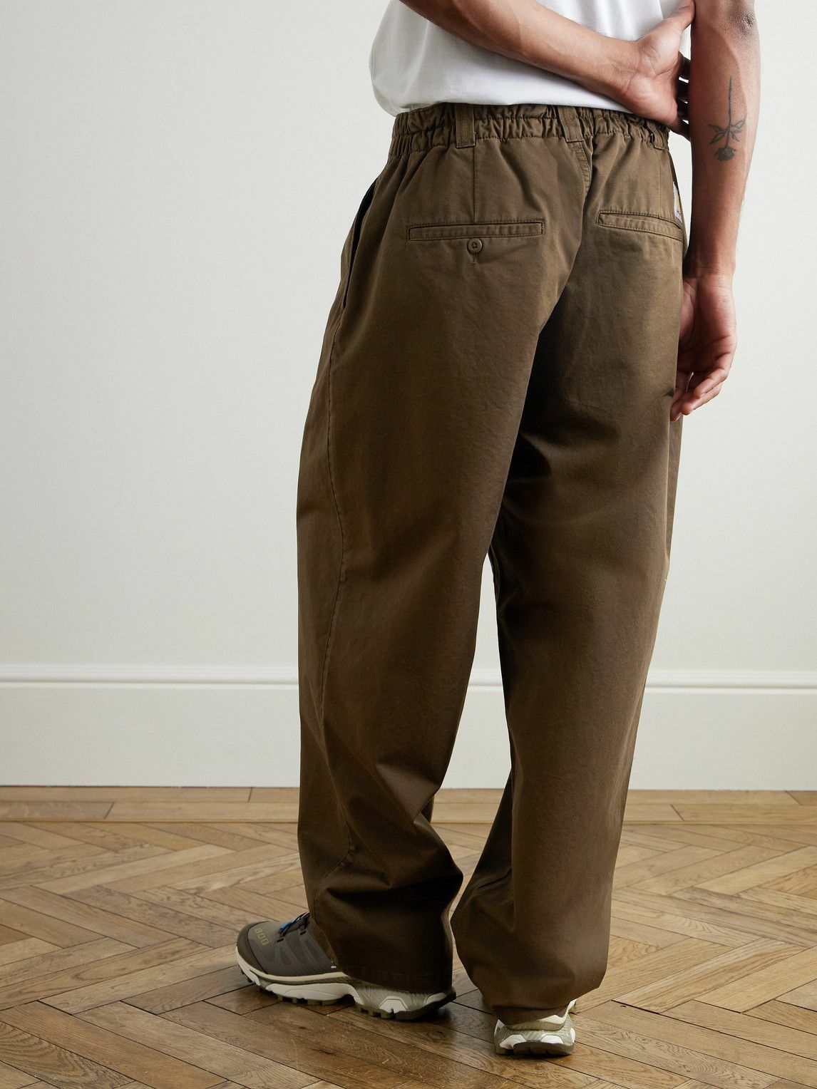 Carhartt WIP - Marv Tapered Pleated Stone-Washed Cotton-Twill Trousers - Brown