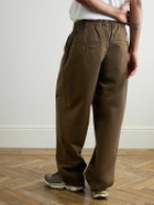 Carhartt WIP - Marv Tapered Pleated Stone-Washed Cotton-Twill Trousers - Brown