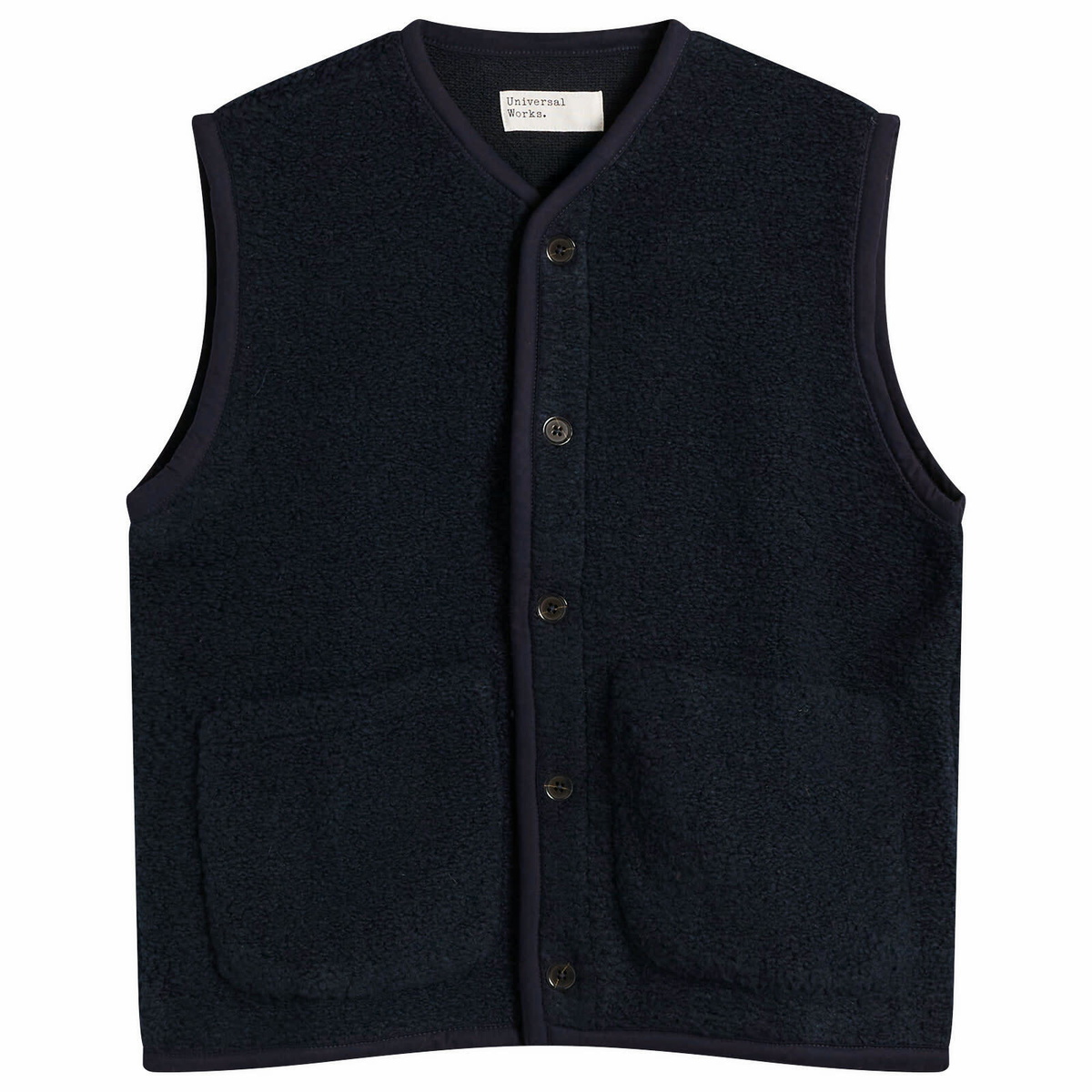 Universal Works Men's Eco Wool Knit Vest in Navy Universal Works