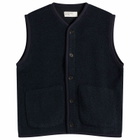 Universal Works Men's Alvar Fleece Lancaster Gilet in Navy