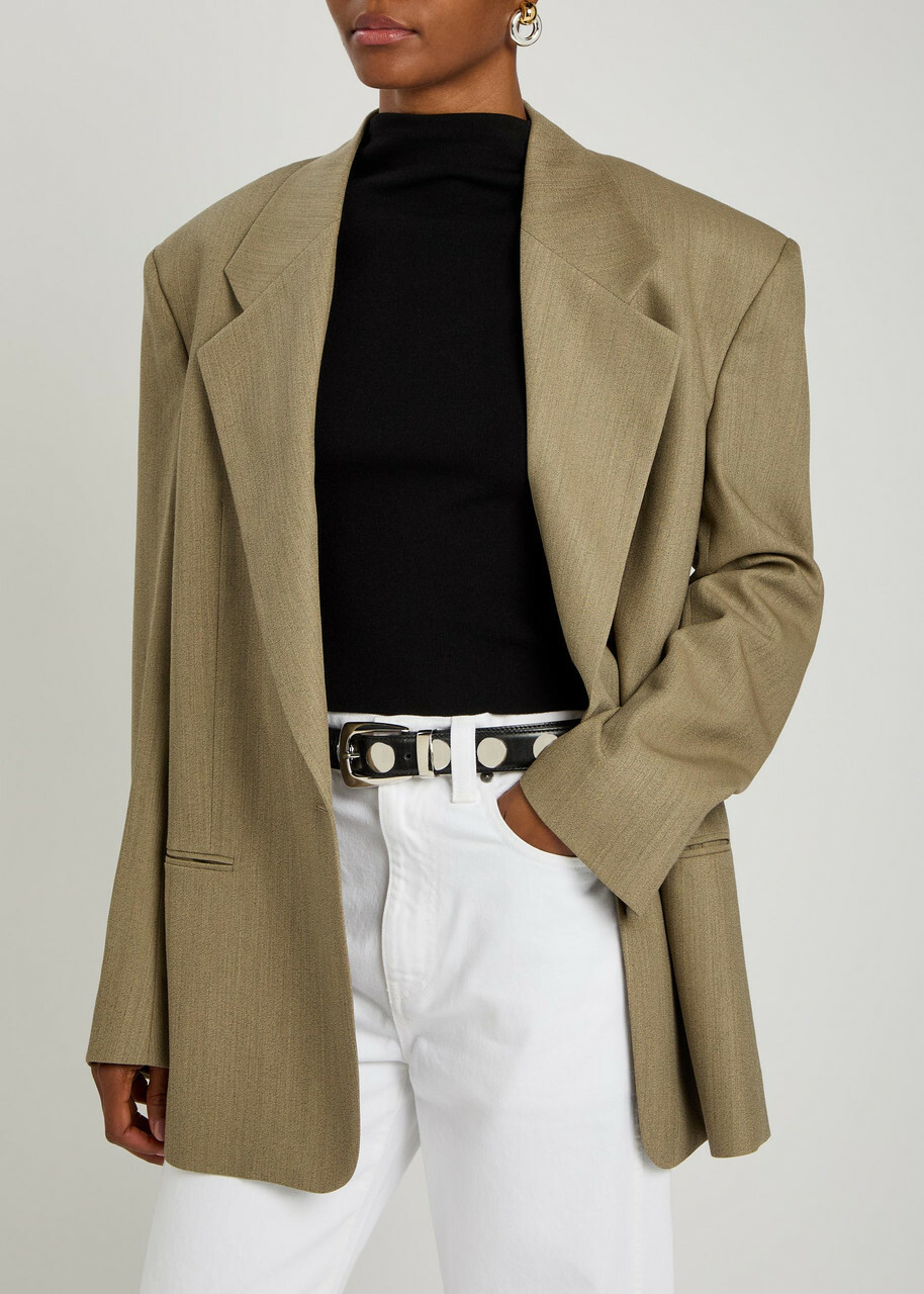 Khaite Benny Studded Leather Belt Black