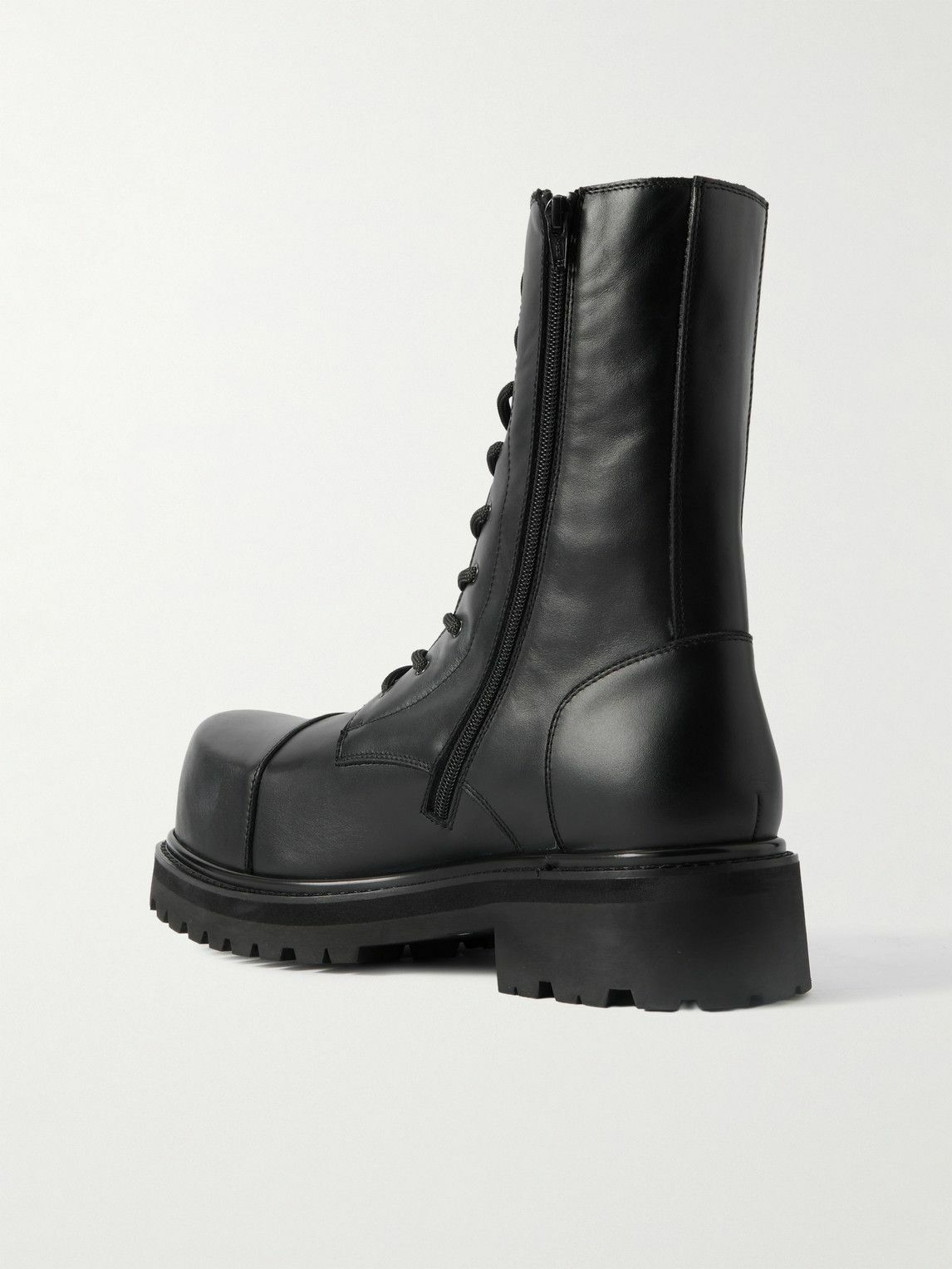 VETEMENTS - Stomp Leather Combat Boots - Black
