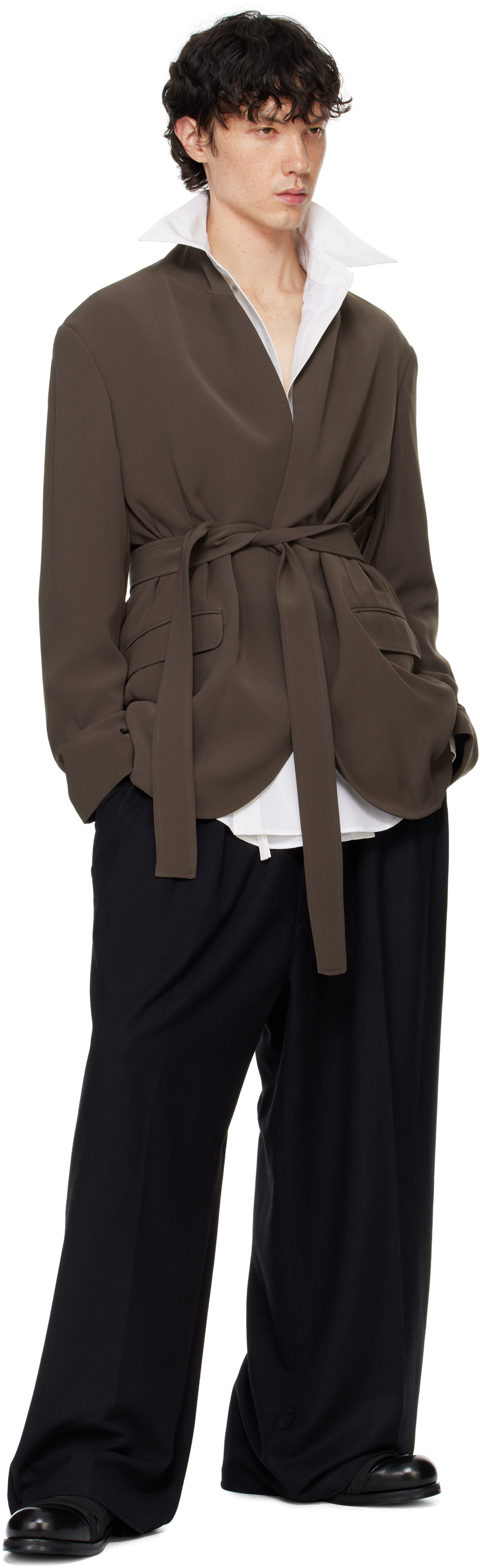 RAINMAKER KYOTO Taupe Stand Up Shawl Collar Blazer RAINMAKER