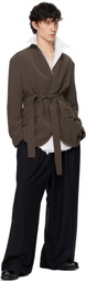 RAINMAKER KYOTO Taupe Stand Up Shawl Collar Blazer
